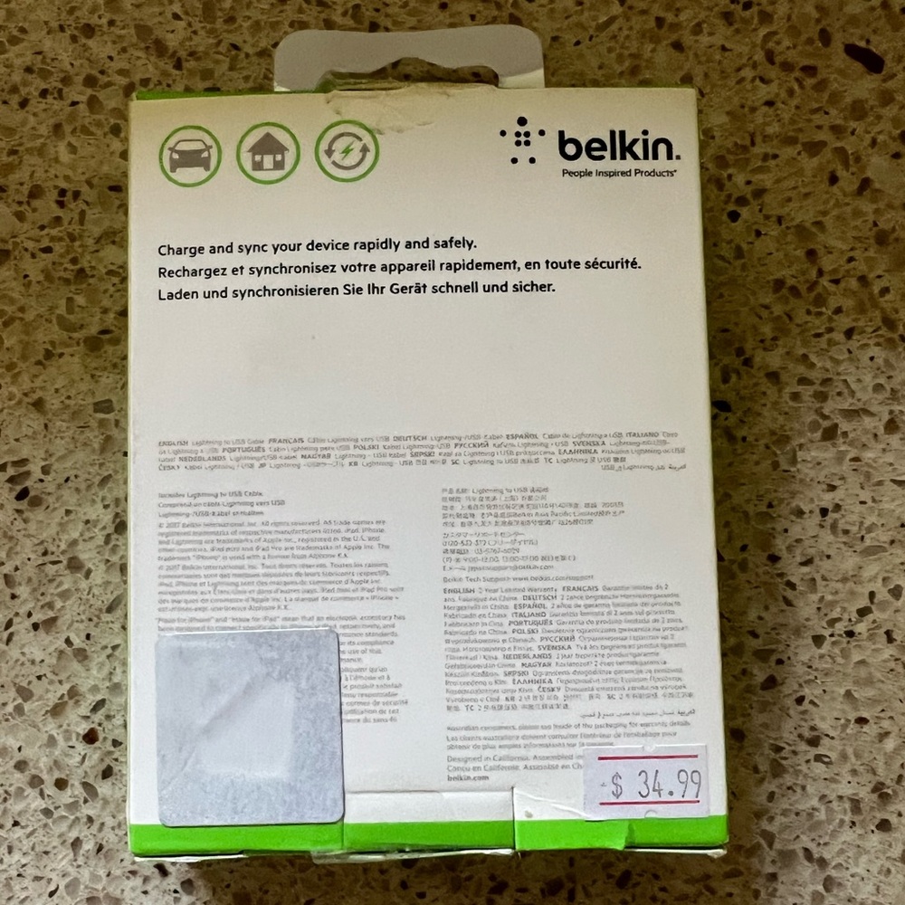 NEW Belkin Lightning to USB Cable 9.8 ft for Apple iPhone and iPad - Picture 2 of 4